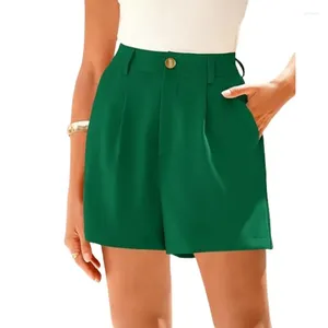 Short shorts bolso de bolso feminino da cintura elástica plissuada de lazer meia -calça feminina carreira de calça curta Lady Pantalones Cortos