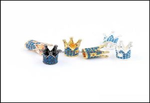 Uroki biżuterii Odkrycia komponenty Blue Diamond Micro Insert Ald Crown Crown Wiselant Akcesoria do bransoletki DH9546064