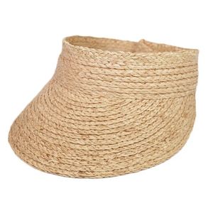 Senhoras simples UV Roll Up Up Korean Sun Visor Hat Women Straw Raffia Caps 240429