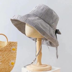Boinas chapéus de balde dobrável para mulheres tiras de gravata borbole