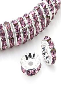 Tsunshine 100st Rondelle Spacer Crystal Charms Pärlor Silverpläterade tjeckiska Rhinestone Löst pärla för smycken som tillverkar DIY -armband9319924