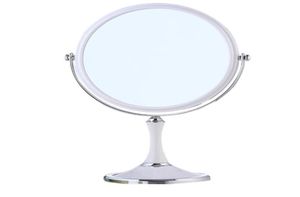 8inch Large European Fashion Dressing Cosmetic Makeup Magnifying Doublesided Table Mirror Elliptical Mirror White1224118