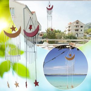 Dekorativa figurer Moon Star Series Wind Chime Ornament Birthday Present Trä Multi Bell Room Bedroom Door and Window Balkony Pendant