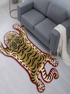 Tapetes de raio de formato de animais em casa criativo criativo tigre padrão sofá carpete tapete nórdica sala de estar piso tapete anti -deslizamento área washab7451920