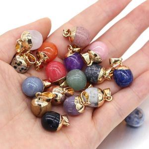 Charms 2pc Natural Stone Pendants Reiki läker liten runda lapis lazuli opal för trendiga smycken gör halsband örhängen gåva