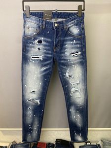 Kadınlar Kot pençeli erkek deliği eski sprey geniş bir alanı çizilmiş yırtık moda kalem pantolon 9825#