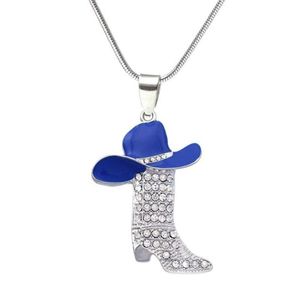 Zinc alloy metal hat boot necklace colorful boots pendants bail chain necklace for souvenir cowboys cowgirls gift jewelry9915333