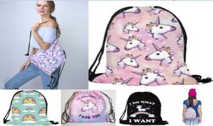 2018 Novo chegada 3d Impresso Unicorn Drawstring Bags Moda Casual Mulheres Sacos de Viagem para Mochilas da Escola 3PCS7962260