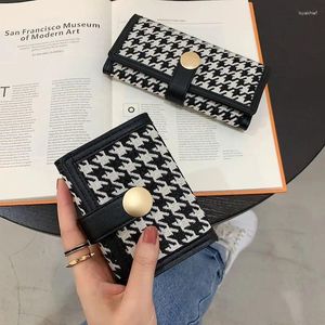 Brieftaschen QiAanniage Leinwand Wallet Women's Short Color Contrast Folding Change Clip Multi Card Schnalle Long Handtasche