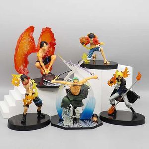 Action Toy Figures 7 Style 10-19CM One Piece Anime Action Figure Luffy Fire Fist Ace Roronoa Zoro Sanji Sabo Battle Figurine PVC Model Toy Doll