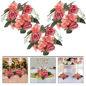 Dekorativa blommor Artificial Rose Flower Rosess Floral Wreaths Pillar Holder For Christmas Wedding Party Table Decoration