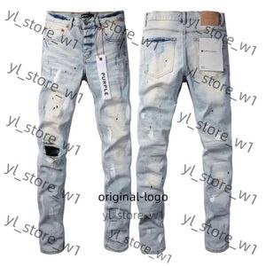 Purple Jeans Men's Jeans Designer Purple Brand Mens Male Light Blue Purple Brand Jeans High Street Denim Paint Graffiti Pattern Damaged Ripped Skinny Pants 7342