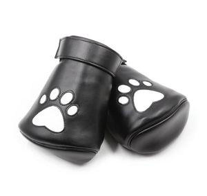 Ny design BDSM Dog Paws Padded Bear Palm Gloves Leather Cuffs With Heart Print Quality Sex Toy Bondage Gear Begränsning Sexuell lek3398845