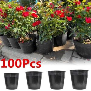 Planters Pots 100Pcs Soft Plastic Plants Nursery Pot Seedling Pouch Holder Flower Nutrition Cup Planting Bowl for Home Garden Vegetable Grow