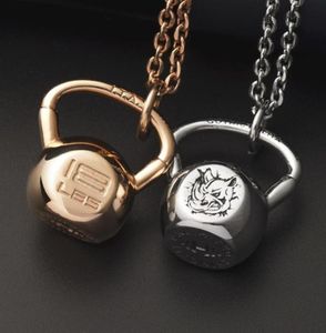 Kettlebell halsband fitness för män och kvinnor noshörning huvud rostfritt stål hänge mygrillz 20101463782374055645