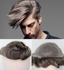 Wigs 640 Dünne PU Men039s Toupee Brasilianische Remy Human Hair Ersatzsystem Haarteile 8x10 Human Hair Toupe für Männer Wigs8654304
