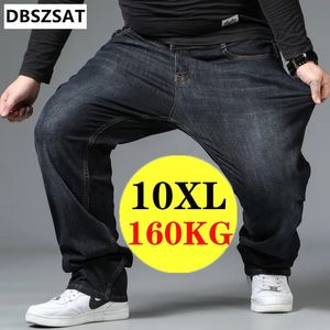 Masculino de jeans grande banda elástica de jeans no 40 grande cintura alta calça de calça de calça mais tamanho gordura gorda lose machos de jeans de jeans 240424