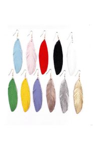 Fashion Jewelry Genuine Feather Feather Earrings for Women 2019 Spring Summer Fashion Boho Jewelry Leaf Leather Dangle Earrings4403715