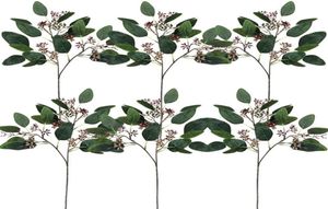 6 PCs Faux Seeded Eucalyptus Spray Greenery Greenery Artificial Leaf Green Spring Hastes para arranjos florais6506895