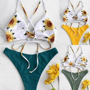 Swimwear's Swimwear 2pcs/set senza spalnetto cinghia di girasole Split Tipo di girasole per la spiaggia