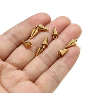 Charms 30pcs Stainless Steel Gold Plated Smooth Charm Rivet Cone Pendants Tiny Polished Spike Accessories For DIY Jewelry Making Crafts