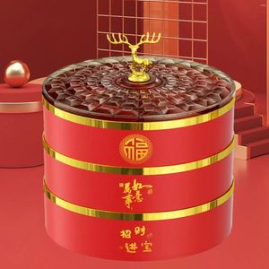 Plates Chinese Year Nuts Platter 3 Tier Divided Serving Tray With Lid Kitchen Supplies Space Saving Dried Box For Indoor