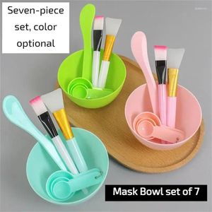 Makyaj Fırçaları 7-In1 Güzellik Sağlığı Smear Maske Aracı Setleri Silikon Kase Karıştırma Çubuk Spatula DIY Yüz Masası Karıştırma Aksesuarları
