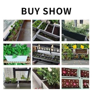 Planters Pots Family Balcony Vegetables Plants Grooves with Tray Household Window Frame Planter Box Plastic Rectangular Flower Planting Pots
