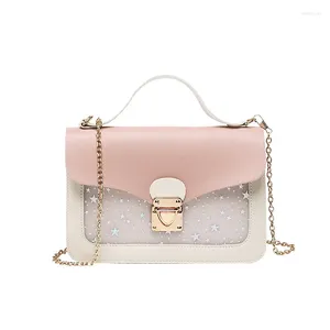 Shoulder Bags 2024 Summer Bag Cover Type Lock Mobile Phone Small Square Sequined Star Print One-shoulder