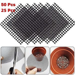 Pflanzer Töpfe 25/50pcs Pflanzenboden Blumentopfboden Loch Mesh Pad Bonsai Grid Matte Boden verhindern