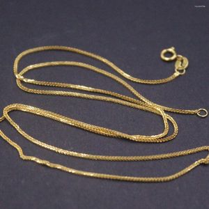 Цепочки настоящей цепочки с желтым золотом 18 тыс. Для женщин 1 мм звена пшеницы 18 дюймов длины/1,4 г