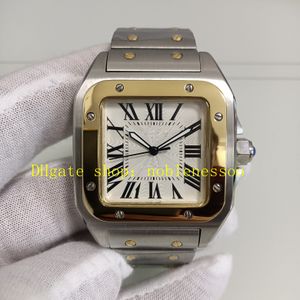 2 stile autentico immagine automatico da uomo automatico Guarda il quadrante romano da 100 xl maschili 18k oro giallo bicolore bracciale in acciaio sport meccanici uomini orologi da polso