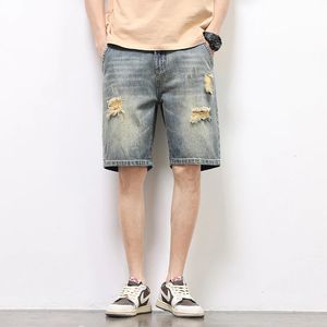 2024 Summer Mens Vintage Denim Shorts RUPED HOLRES Backgy Straight Casual Short Jeans Fashion Korean Hip Hop Streetwear 240422