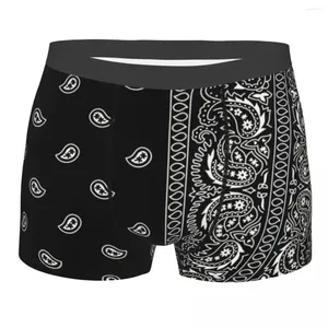 Underpants White Paisley Chicano Bandana Style Boxer Shorts für Männer 3D -gedruckte Schwarz- und Unterwäsche Slips Sorts Stretch