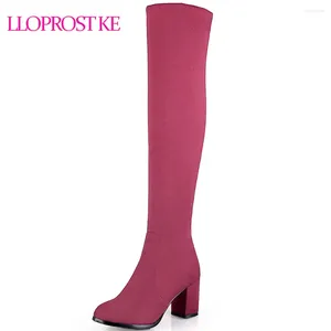 Boots Lloprost Ke Women Over the Knee Stret Thin High Winter Leopard Print Long Ladies Ladies Snow D47