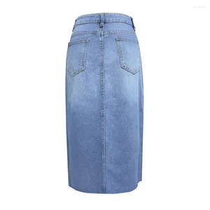 SAIRS BOTUT-NIPPER DENIM SKIRT HIGH MULHERA CAILA HIGNE ALINA A-LINE COM BOLOS DE FLIT FRONTE para o verão