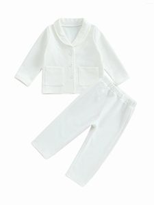 Set di abbigliamento adorabile 2 pezzi outfit da bambino con giacca da colletto a maniche lunghe e pantaloni elastici in vita in sola