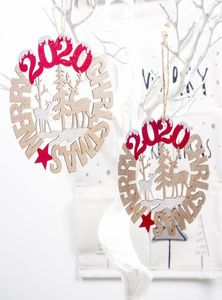 2020 Nyårs Xmas Tree Ornament Wood Hanging Chulture Dekorationer för hem Julkängen Noel Kids Gift Navidad Decor4089215