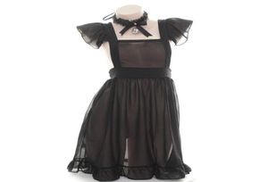 Schwarz weiß sexy französische mädchenschürze für Frauen girl kostüm cosplay diener lolita kleider schlafzimmer Haushalt Schürze Spitze durchscheinend F16507381