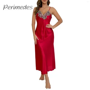 Kvinnors sömnkläder Fashion Ladies Nightgown 2024 Ice Silk lockande förförisk kjol tunn sexig simulering Sommar rygglös underkläder