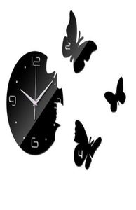 Kreatywny salon motyl zegar ścienny akrylowy Zegar ścienny naklejki ścienne sypialnia lustro ścienne zegar akrylowy 8019445