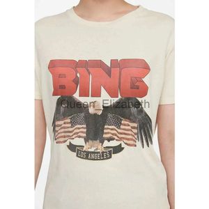 2024 여자 Tshirt bing ab 틈새 독수리 빈티지 티 디자이너 플래그 프린트 스트리트 셔츠 세척 셔츠 여성 면화 요약 Tshirt 여름