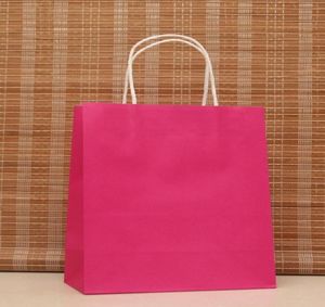 Ganze 40pcslot Multifunktion Rose Pink Papiertüte mit Griffen21x15x8cm Festival Geschenktüte gute Qualität Einkauf Kraft 8457470