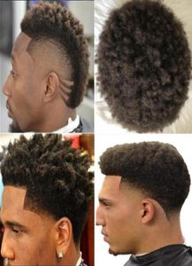 cabelos afro renda cheia Toupee brasileira cabelo virgem humano Afro Curl Men Wig Afro Kinky Curly Toupe para homens negros 9285896
