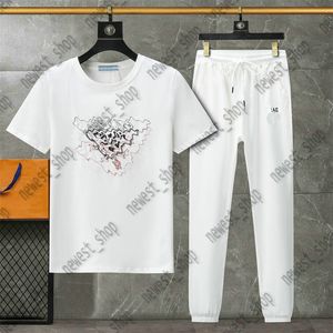 Womens T-Shirt Hosen Tracksanzuiten Sommeranzüge 2 PCs Sets T-Shirts Designer Luxussportler Baumwoll Geometrische schwarze weiße Klassiker Jogger