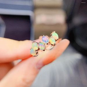 Cluster Rings Natural Opal Ring Fashion Women's Jewelry S925 Sterling Silver Plated 18k Gold Engagement Autumn