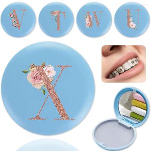 Storage Bottles Dental Retainer Case Braces Travel Mouth Guard Box With Mirror Protable Milk Teeth Aligner Organizer Rose Gold Letter