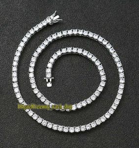 Европейская и американская хип -хоп 5 -мм серебристого CZ Diamonds Tennis Chain Mens Out Diamond Bracelet Coungle Пара теннисная цепь ETE1409310