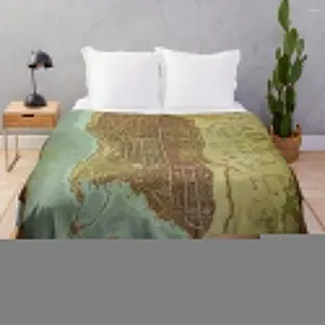 Cobertores mapa da cidade de Waterdeep lançar sofás cobertores de decoração macia peluda