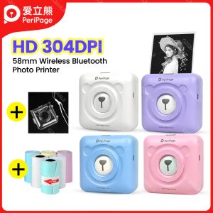 Fotografie 304DPI A6 Peripage Pocket Mini Drucker Wireless Bluetooth Thermal Photo Drucker Etikett Aufkleber Maker -Farbpapierschutz Fall